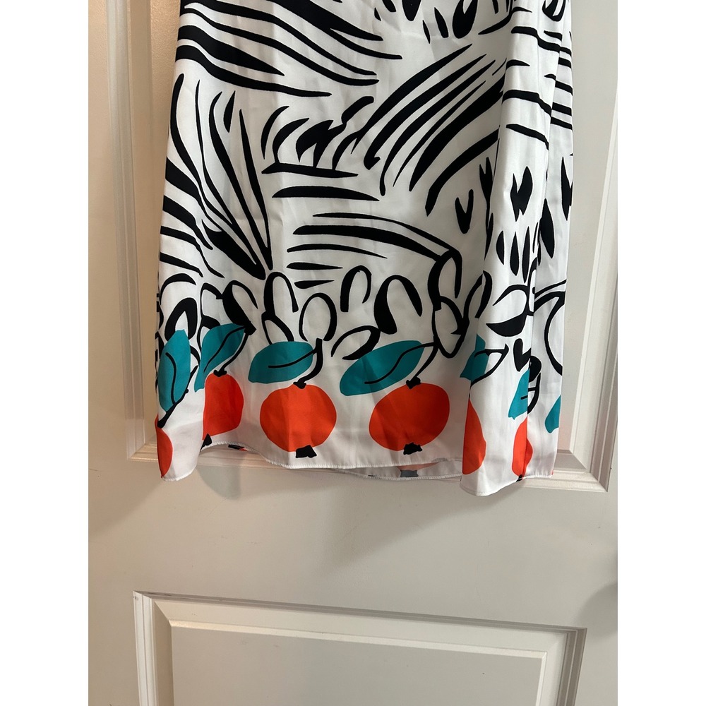 Staud Mini Milla Dress White Citrus Scarf Print V-Neck Puff Sleeve Size 8 NEW - Picture 3 of 9